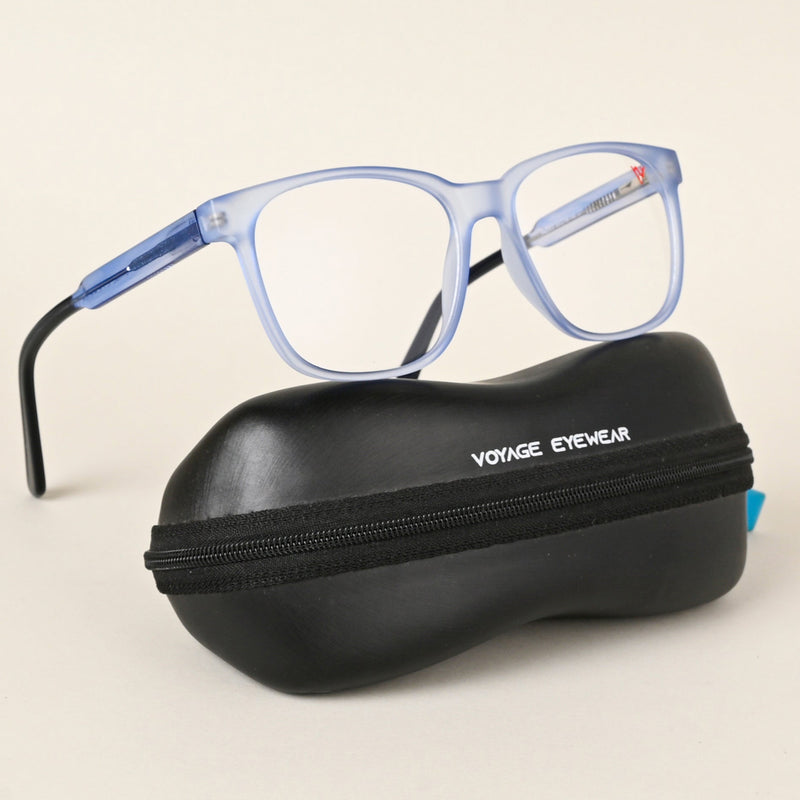 Voyage Transparent Blue Square Eyeglasses for Men & Women (V42003MG4783-C5)