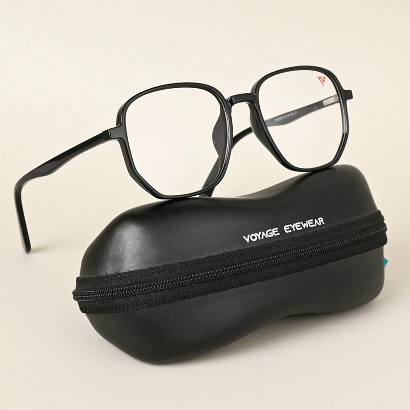 Voyage Shine Black Geometric Eyeglasses for Men & Women (V42005MG4793-C1)