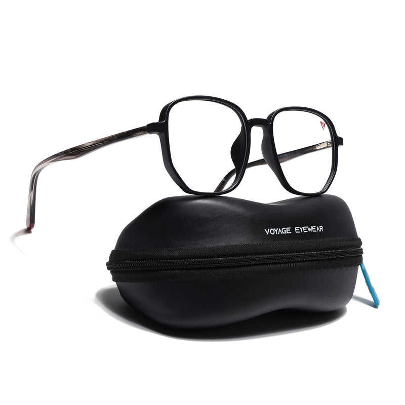 Voyage Matt Black Geometric Eyeglasses for Men & Women (V42005MG4794-C2)