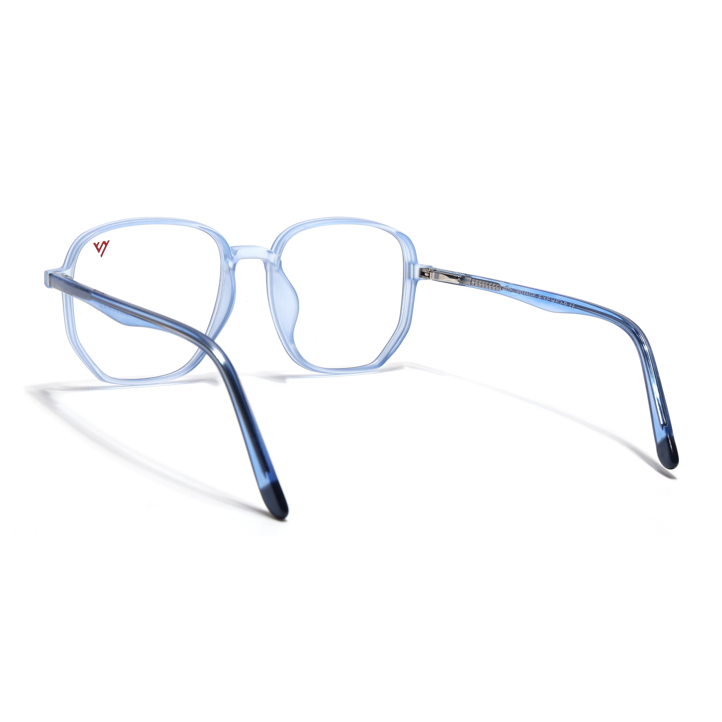 Voyage Transparent Blue Geometric Eyeglasses for Men & Women (V42005MG4797-C5)
