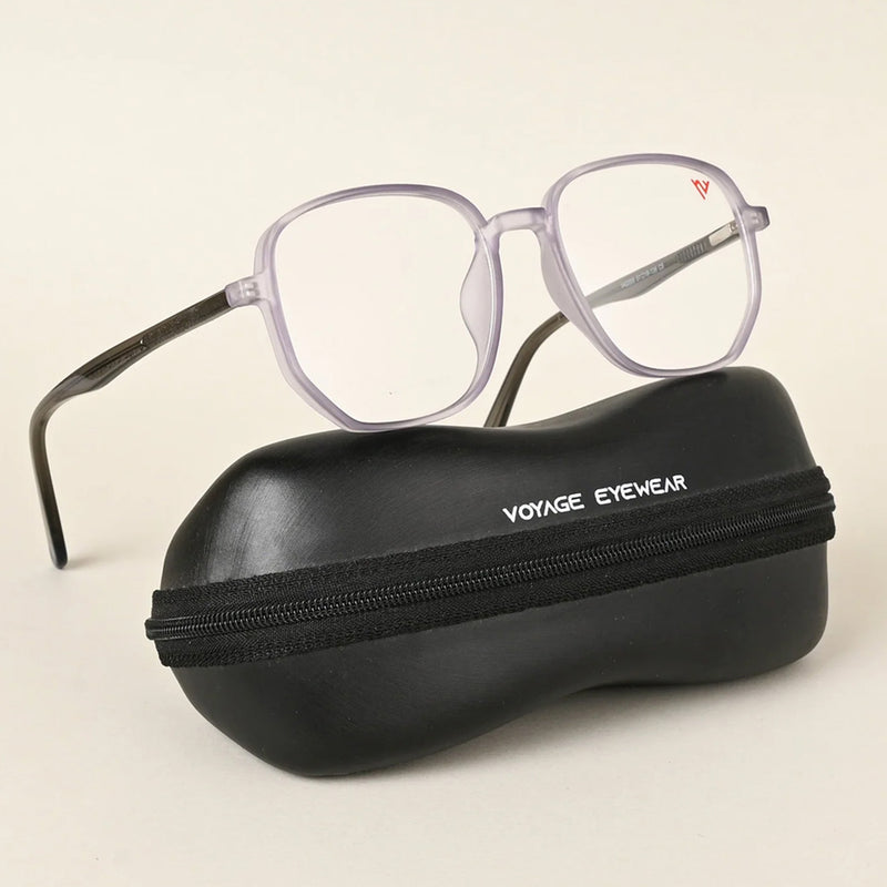 Voyage Transparent Purple Geometric Eyeglasses for Men & Women (V42005MG4798-C6)