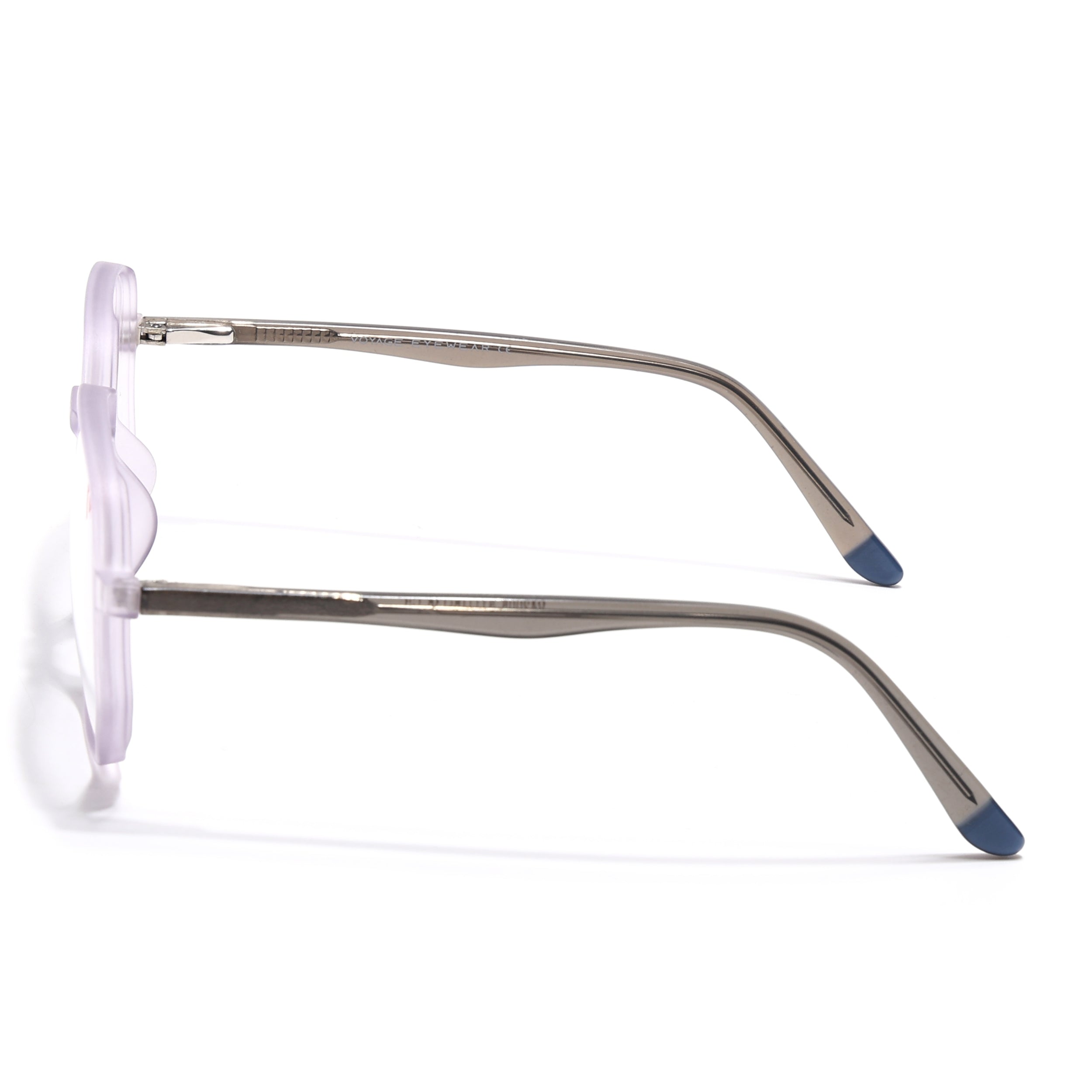 Voyage Transparent Purple Geometric Eyeglasses for Men & Women (V42005MG4798-C6)