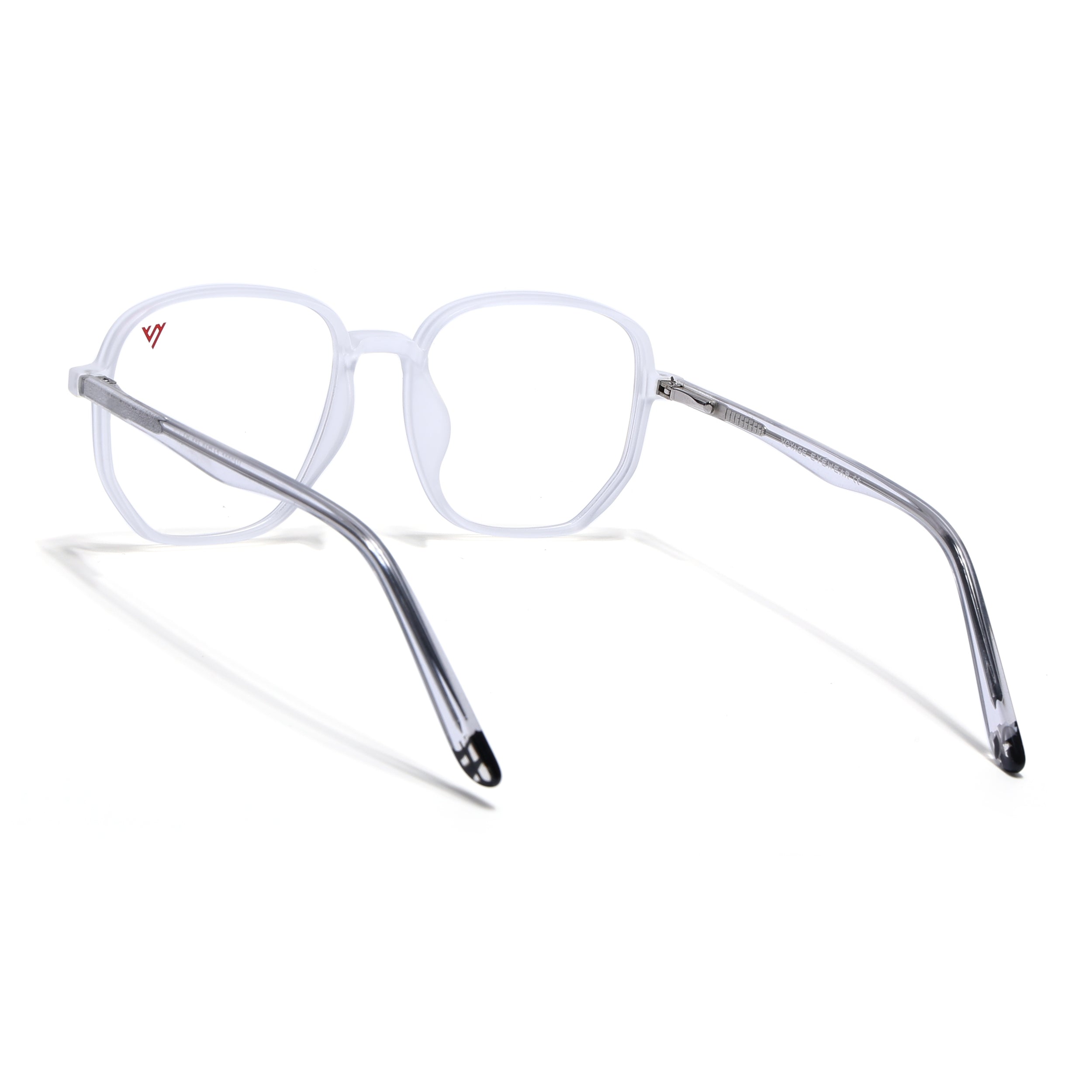 Voyage Transparent & Grey Geometric Eyeglasses for Men & Women (V42005MG4799-C7)