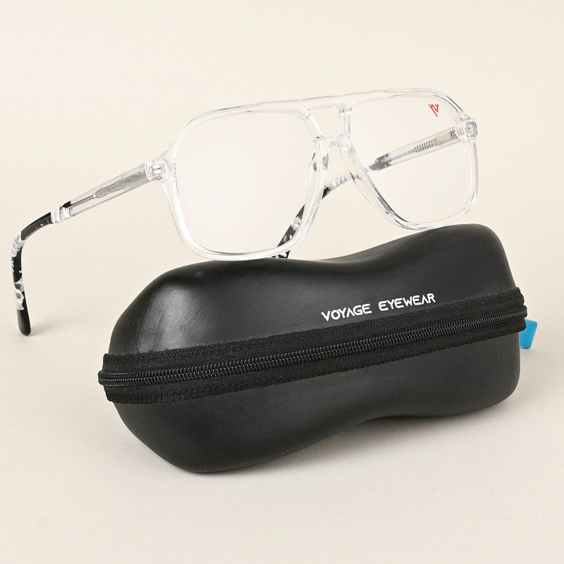 Voyage Maverick Transparent & Black Wayfarer Eyeglasses for Men & Women (V42006MG4802-C3)