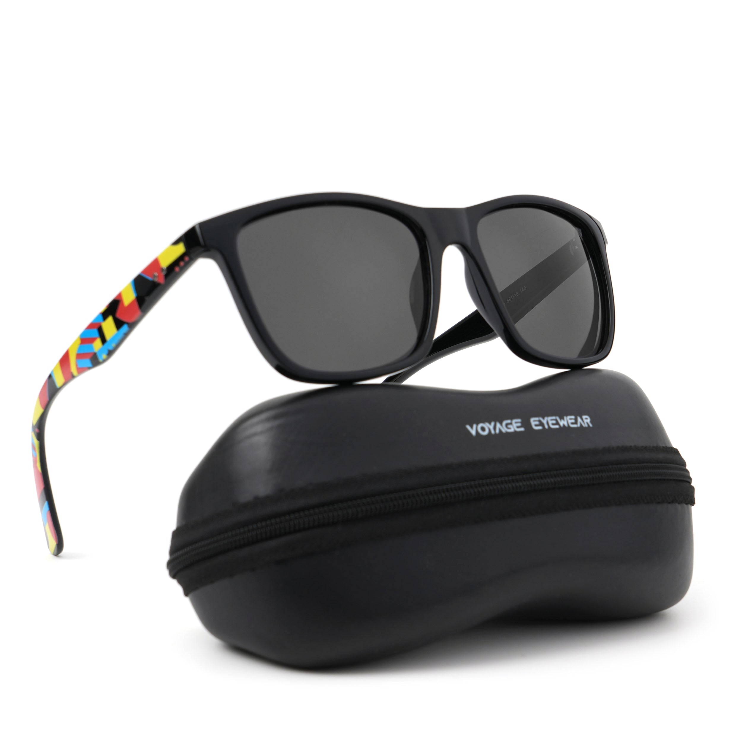 Voyage Square Polarized Sunglasses for Men & Women (Black Lens | Black Frame - PMG4813)