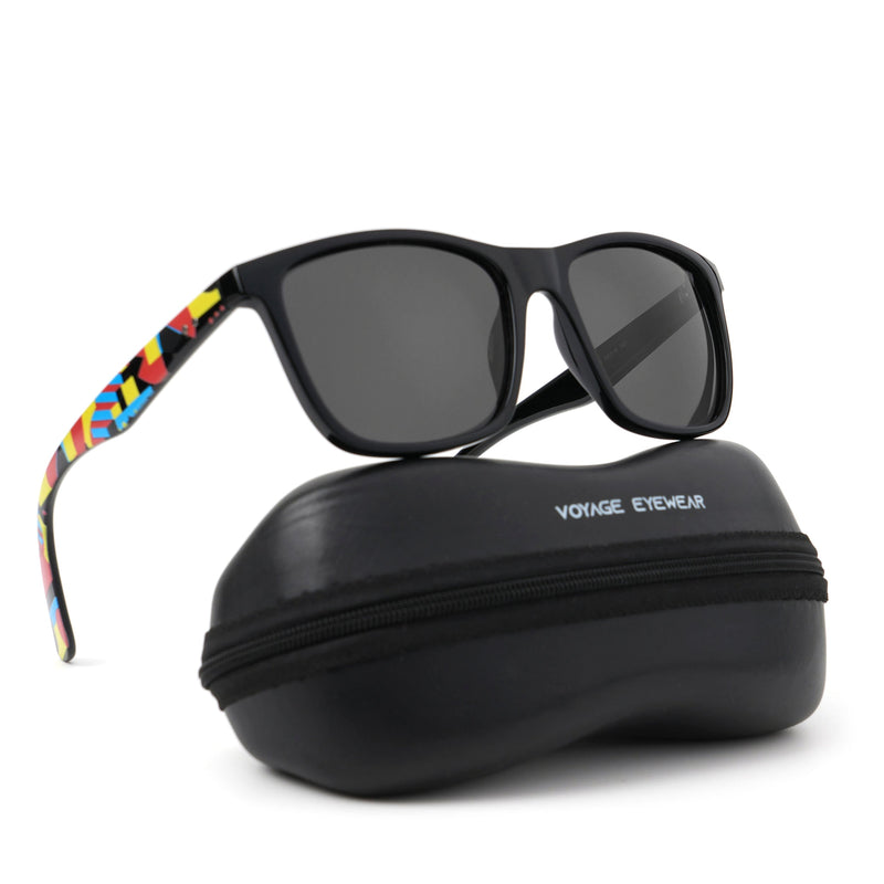 Voyage Square Polarized Sunglasses for Men & Women (Black Lens | Black Frame - PMG4813)