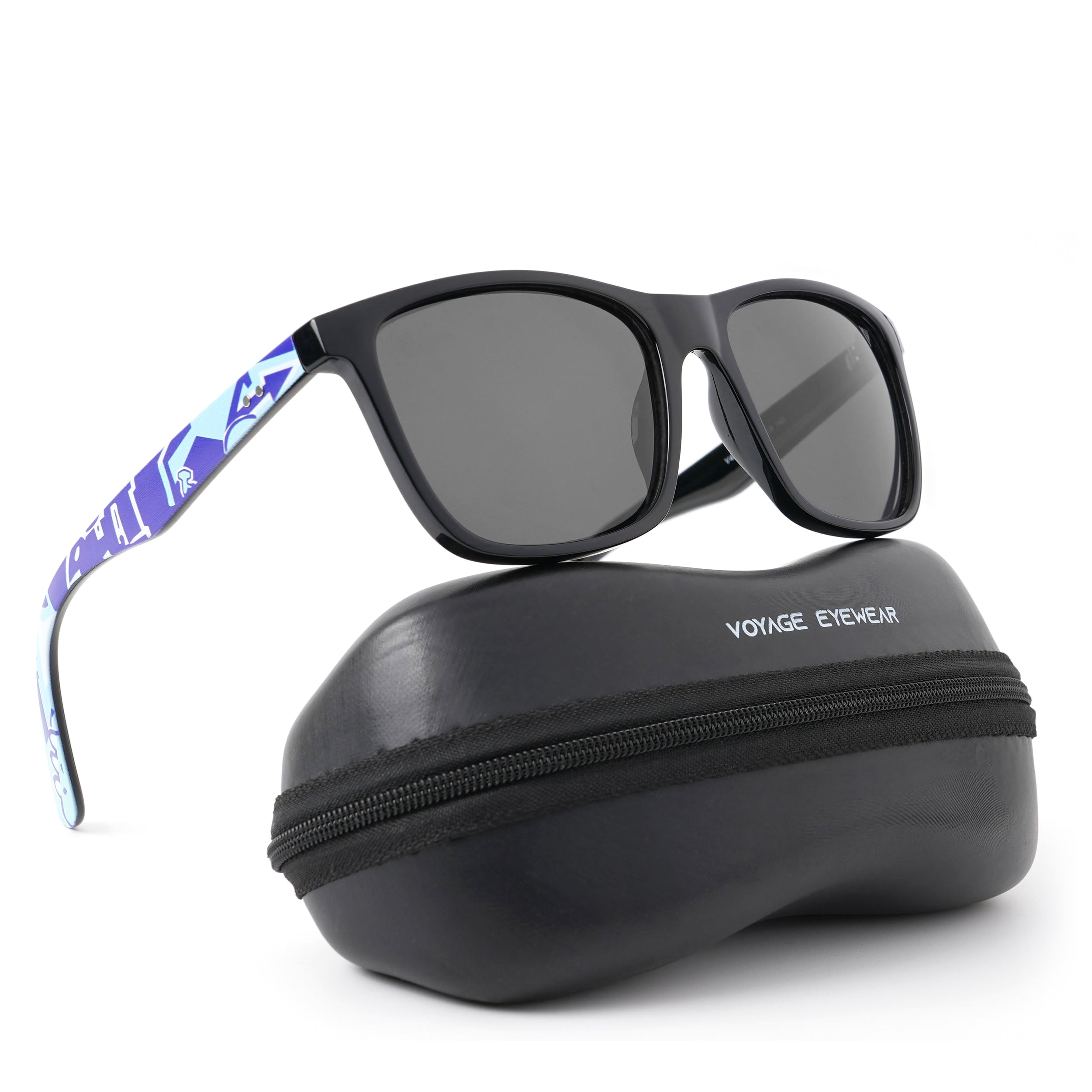 Voyage Square Polarized Sunglasses for Men & Women (Black Lens | Black Frame - PMG4814)