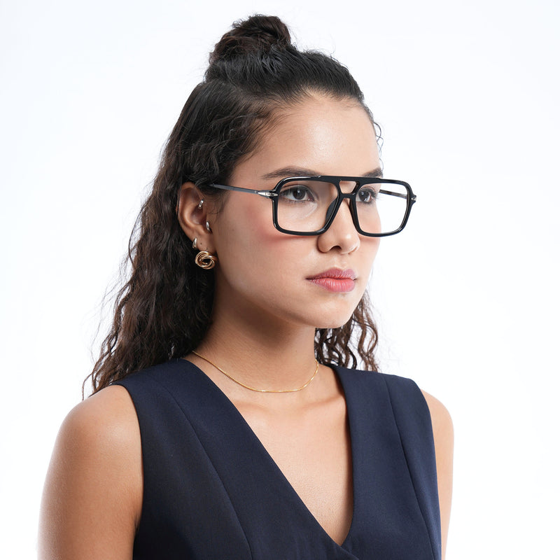 Voyage Apex Shine Black Wayfarer Eyeglasses for Men & Women (V62003MG5355-C2)