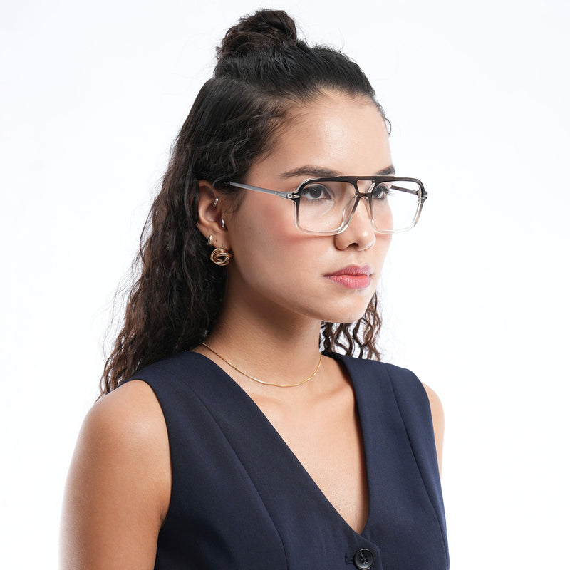 Voyage Apex Black & Transparent Wayfarer Eyeglasses for Men & Women (V62003MG5356-C3)