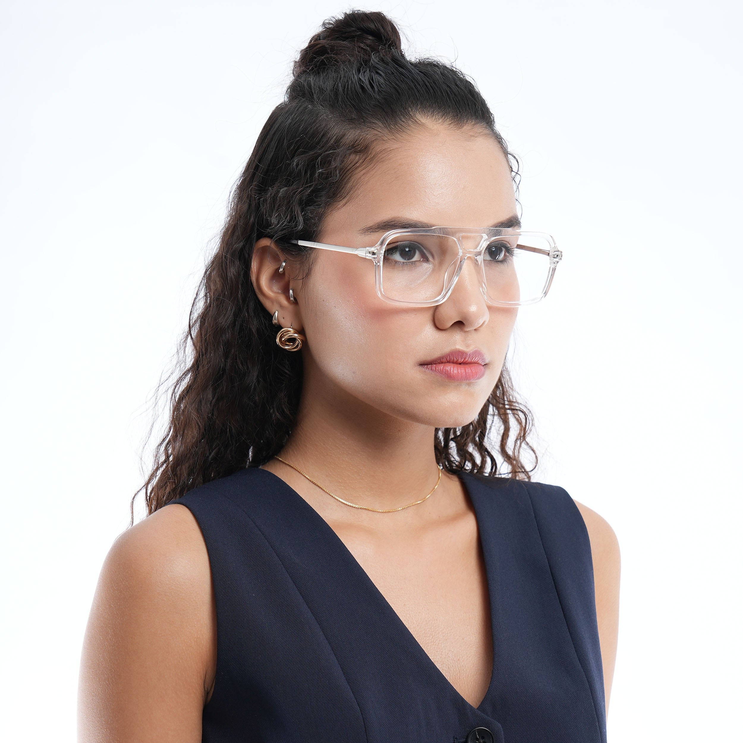 Voyage Apex Transparent Wayfarer Eyeglasses for Men & Women (V62003MG5357-C4)