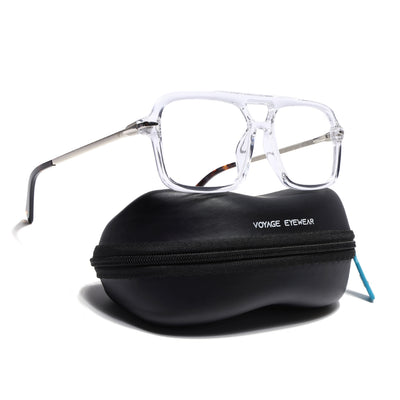 Voyage Apex Transparent Wayfarer Eyeglasses for Men & Women (V62003MG5357-C4)