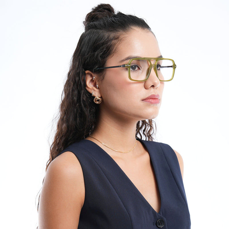 Voyage Apex Green Wayfarer Eyeglasses for Men & Women (V62003MG5359-C6)