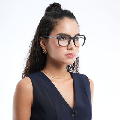 Voyage Apex Matt Black Square Eyeglasses for Men & Women (V62004MG5360-C1)