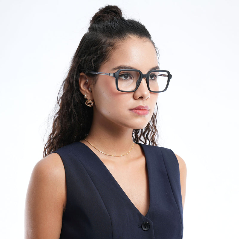 Voyage Apex Matt Black Square Eyeglasses for Men & Women (V62004MG5360-C1)