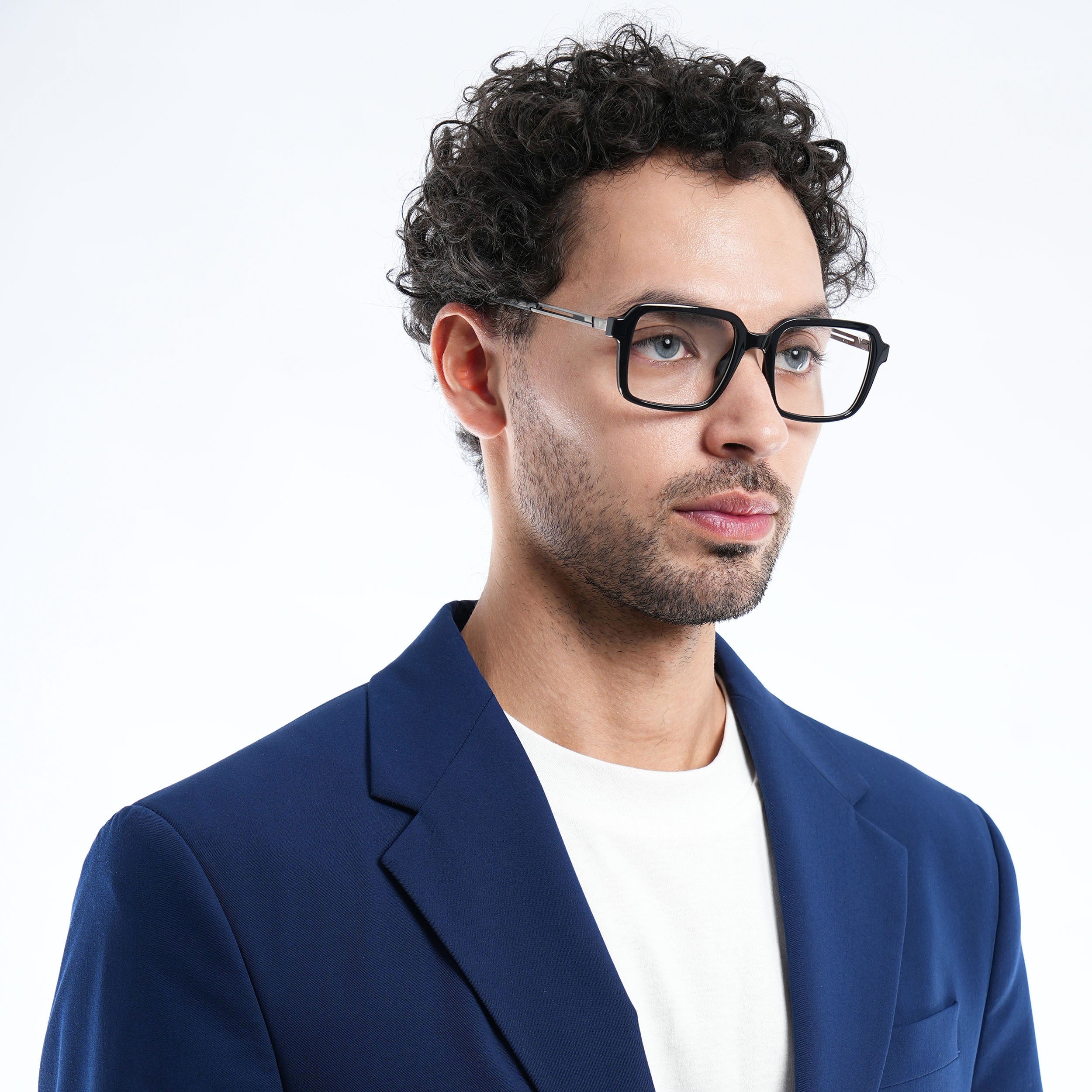 Voyage Apex Shine Black Square Eyeglasses for Men & Women (V62004MG5361-C2)