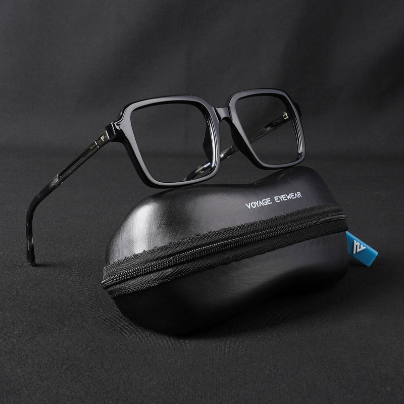 Voyage Apex Shine Black Square Eyeglasses for Men & Women (V62004MG5361-C2)