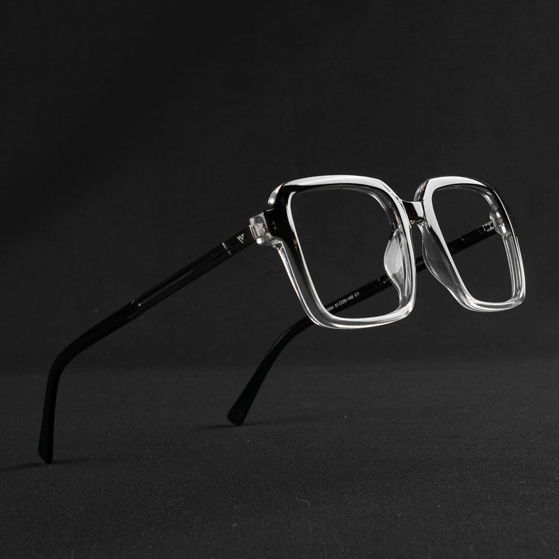 Voyage Apex Black & Transparent Square Eyeglasses for Men & Women (V62004MG5362-C3)