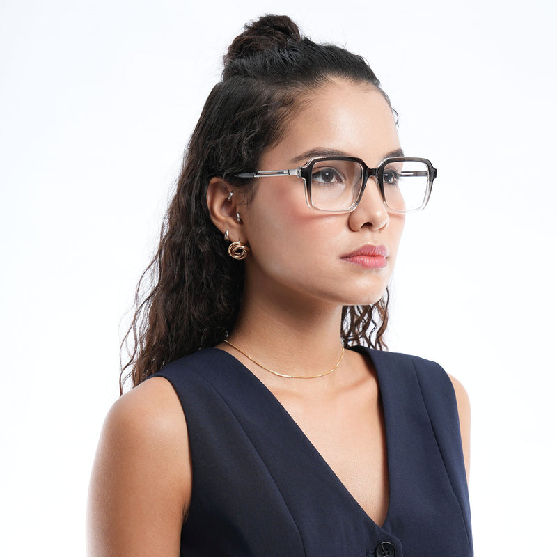 Voyage Apex Black & Transparent Square Eyeglasses for Men & Women (V62004MG5362-C3)