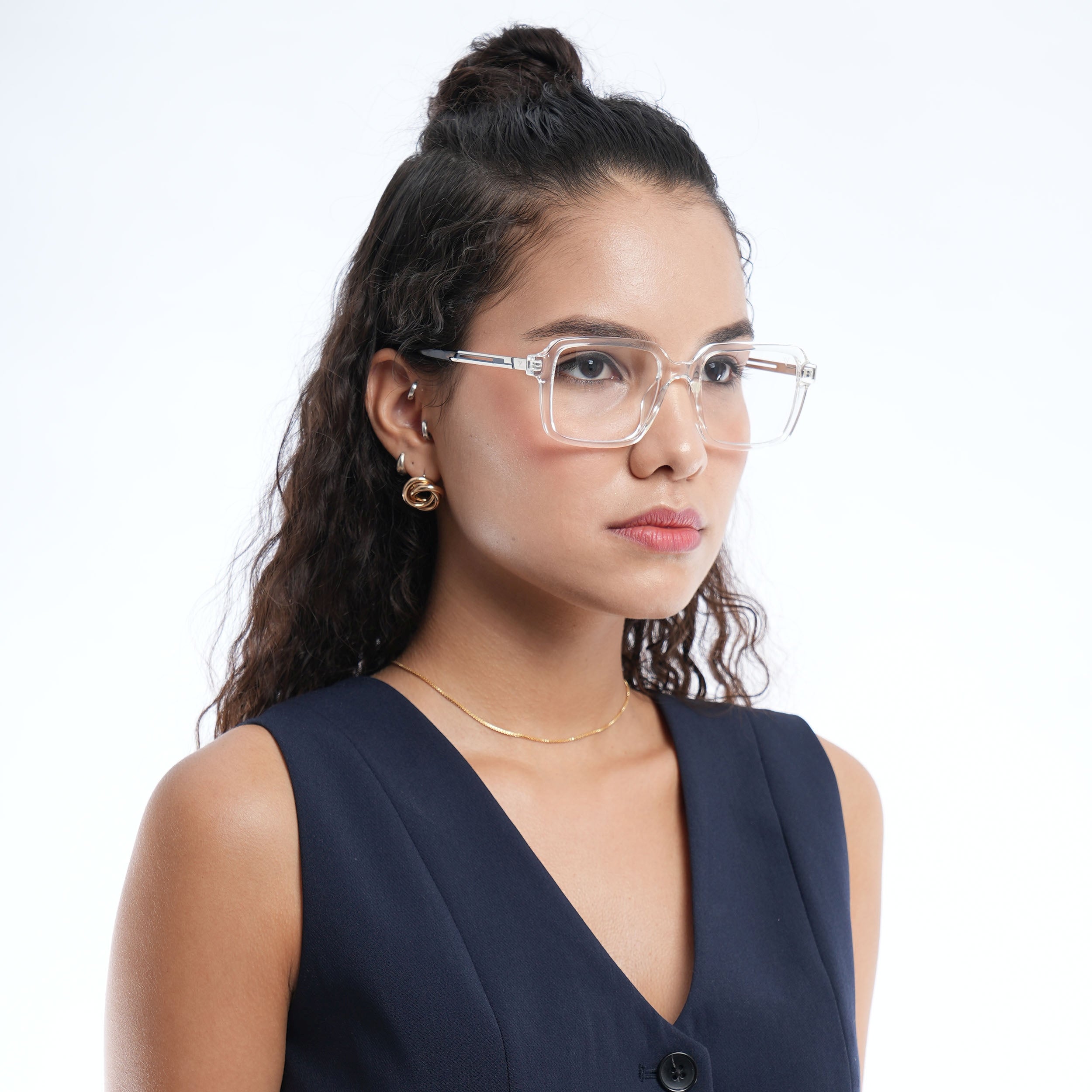 Voyage Apex Transparent Square Eyeglasses for Men & Women (V62004MG5363-C4)