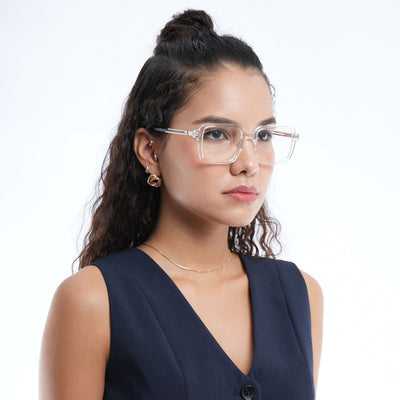 Voyage Apex Transparent Square Eyeglasses for Men & Women (V62004MG5363-C4)