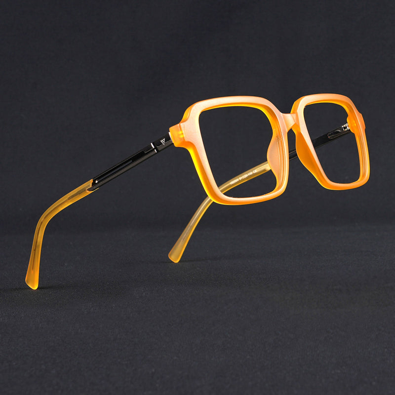 Voyage Apex Orange Square Eyeglasses for Men & Women (V62004MG5364-C5)