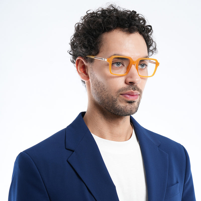Voyage Apex Orange Square Eyeglasses for Men & Women (V62004MG5364-C5)