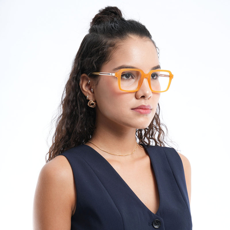 Voyage Apex Orange Square Eyeglasses for Men & Women (V62004MG5364-C5)