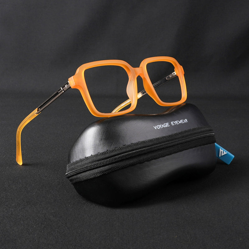 Voyage Apex Orange Square Eyeglasses for Men & Women (V62004MG5364-C5)