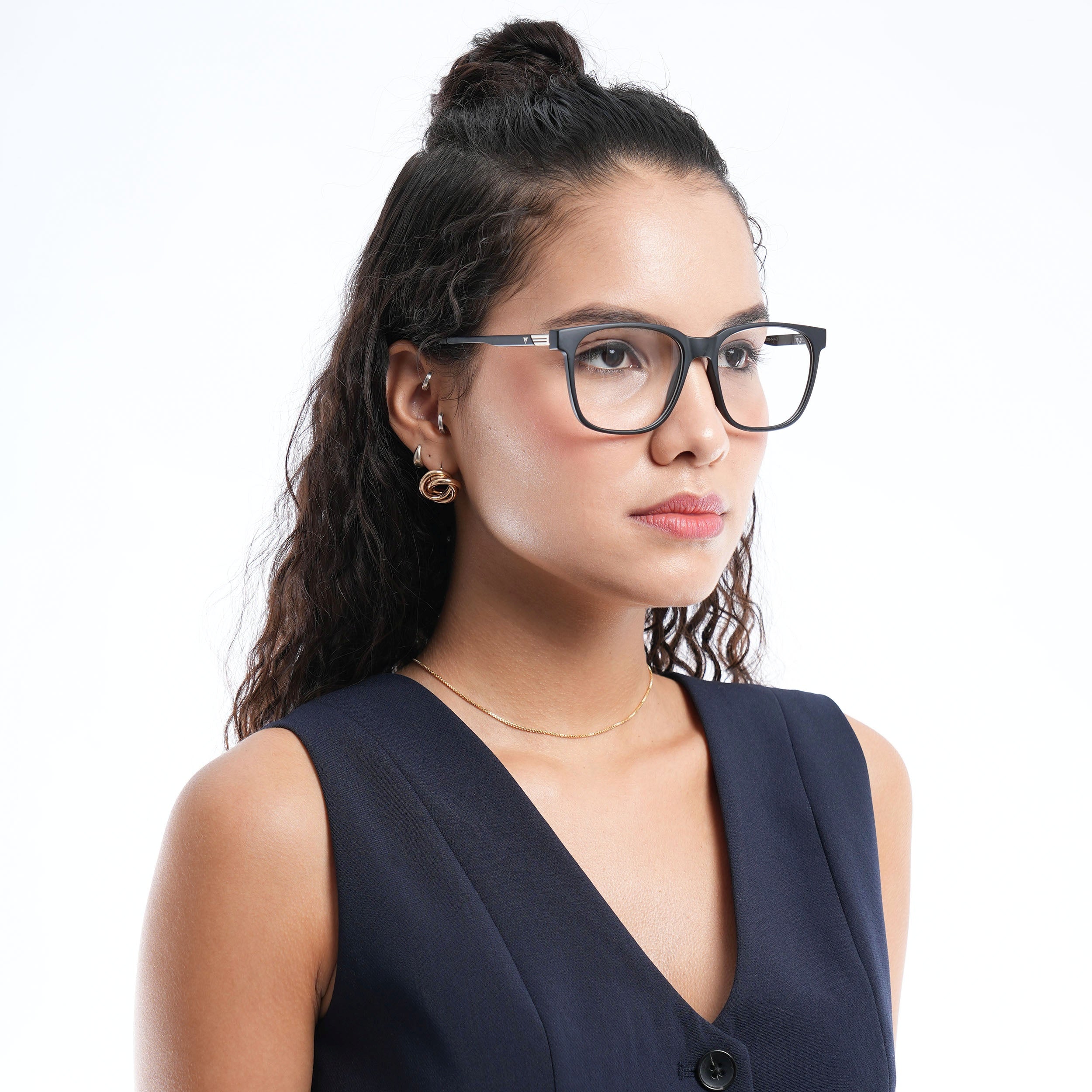 Voyage Apex Matt Black Square Eyeglasses for Men & Women (V62005MG5366-C1)