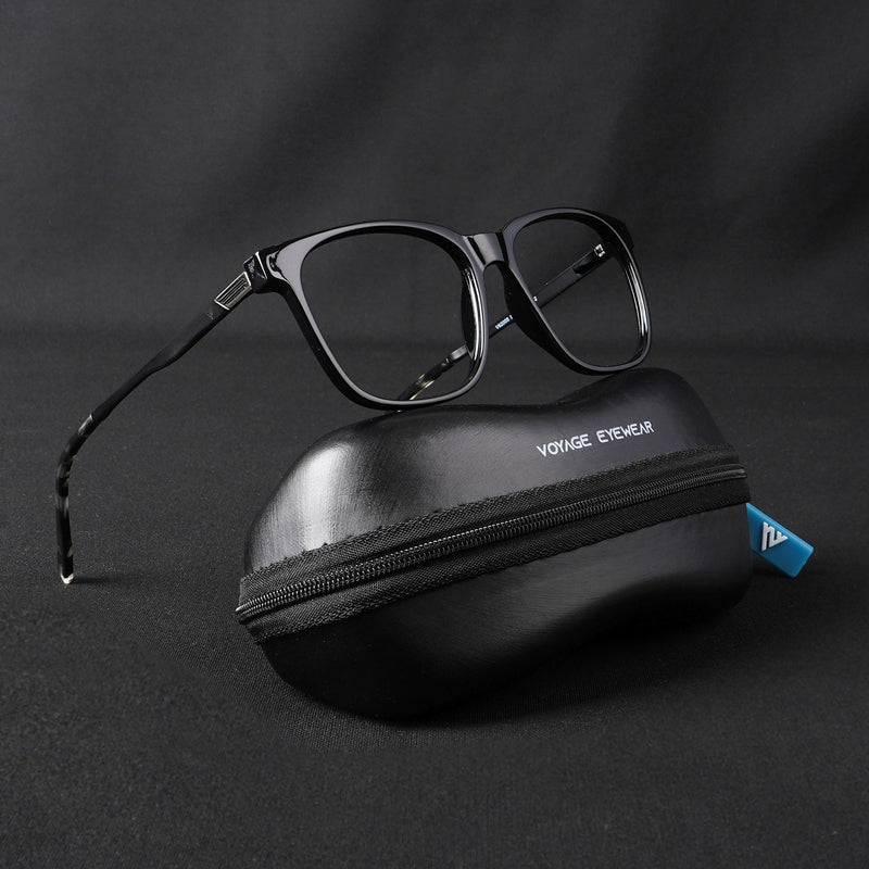Voyage Apex Shine Black Square Eyeglasses for Men & Women (V62005MG5367-C2)