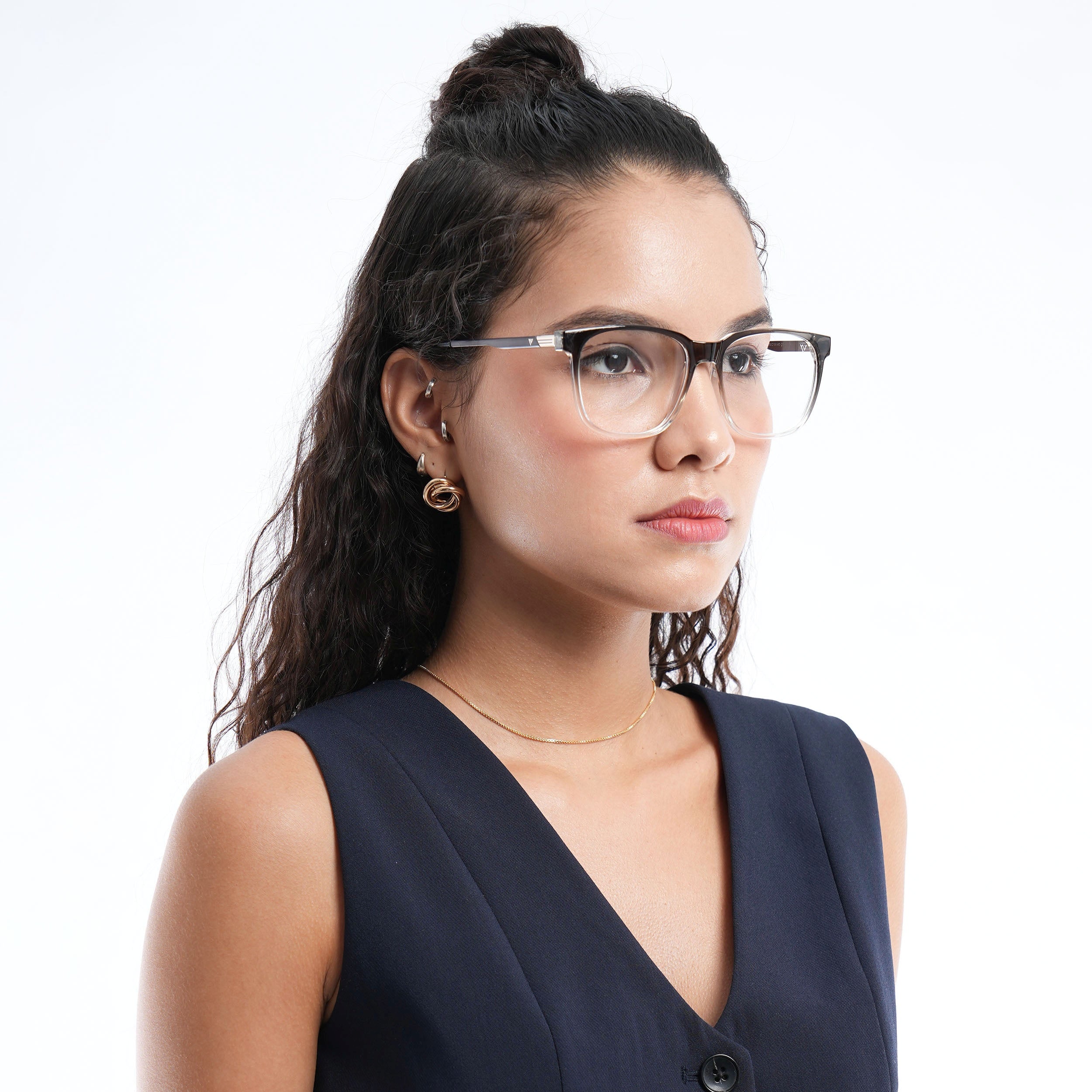 Voyage Apex Black & Transparent Square Eyeglasses for Men & Women (V62005MG5368-C3)