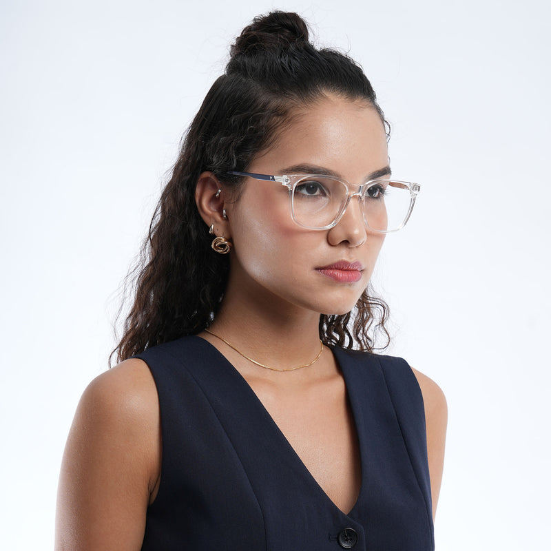 Voyage Apex Transparent Square Eyeglasses for Men & Women (V62005MG5369-C4)