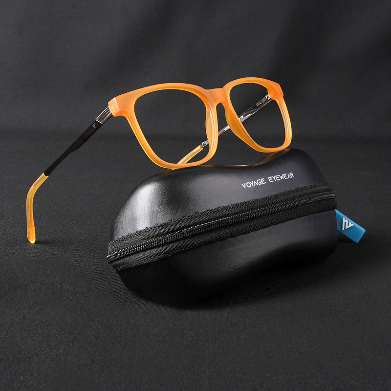 Voyage Apex Orange Square Eyeglasses for Men & Women (V62005MG5370-C5)