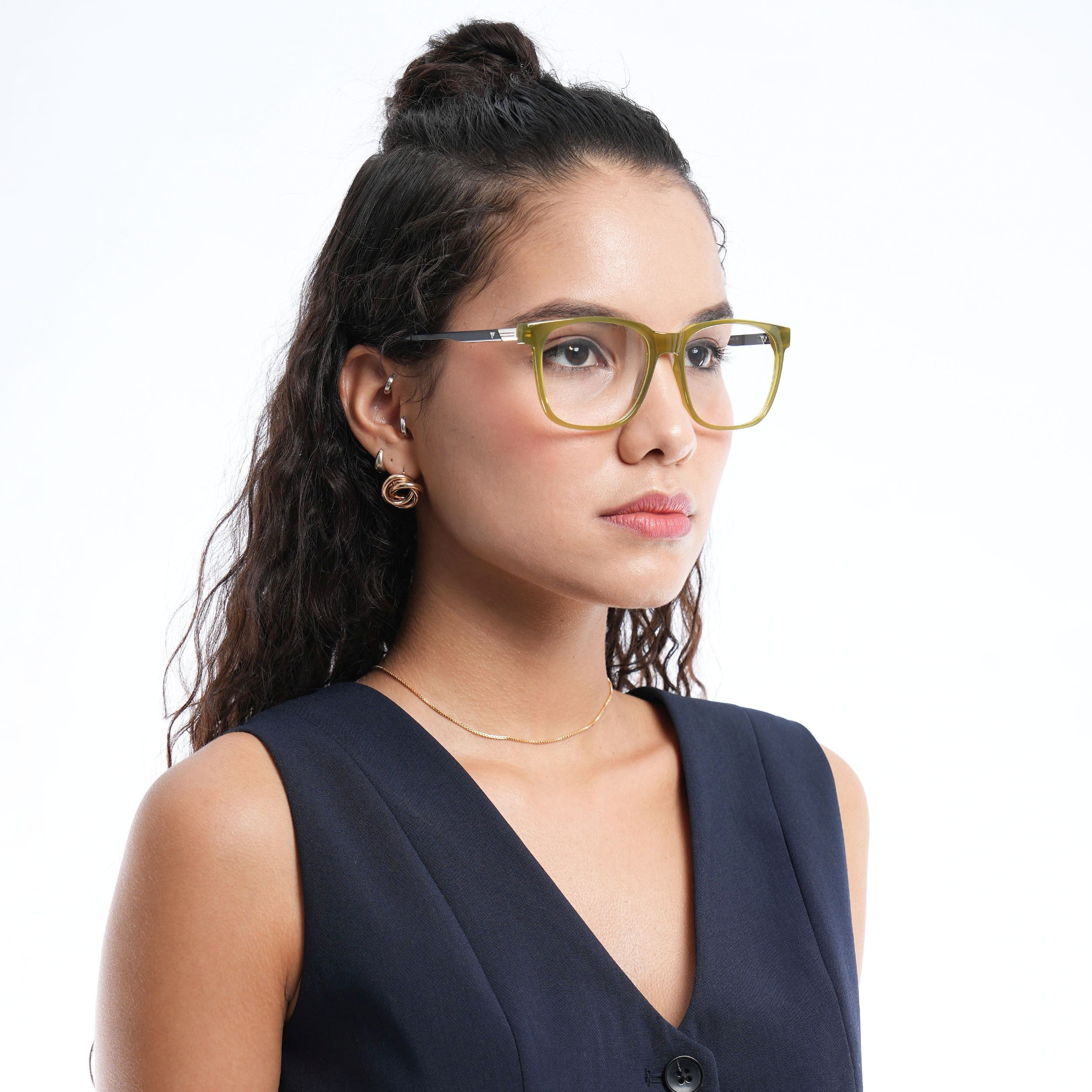 Voyage Apex Green Square Eyeglasses for Men & Women (V62005MG5371-C6)