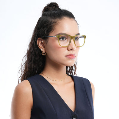 Voyage Apex Green Square Eyeglasses for Men & Women (V62005MG5371-C6)
