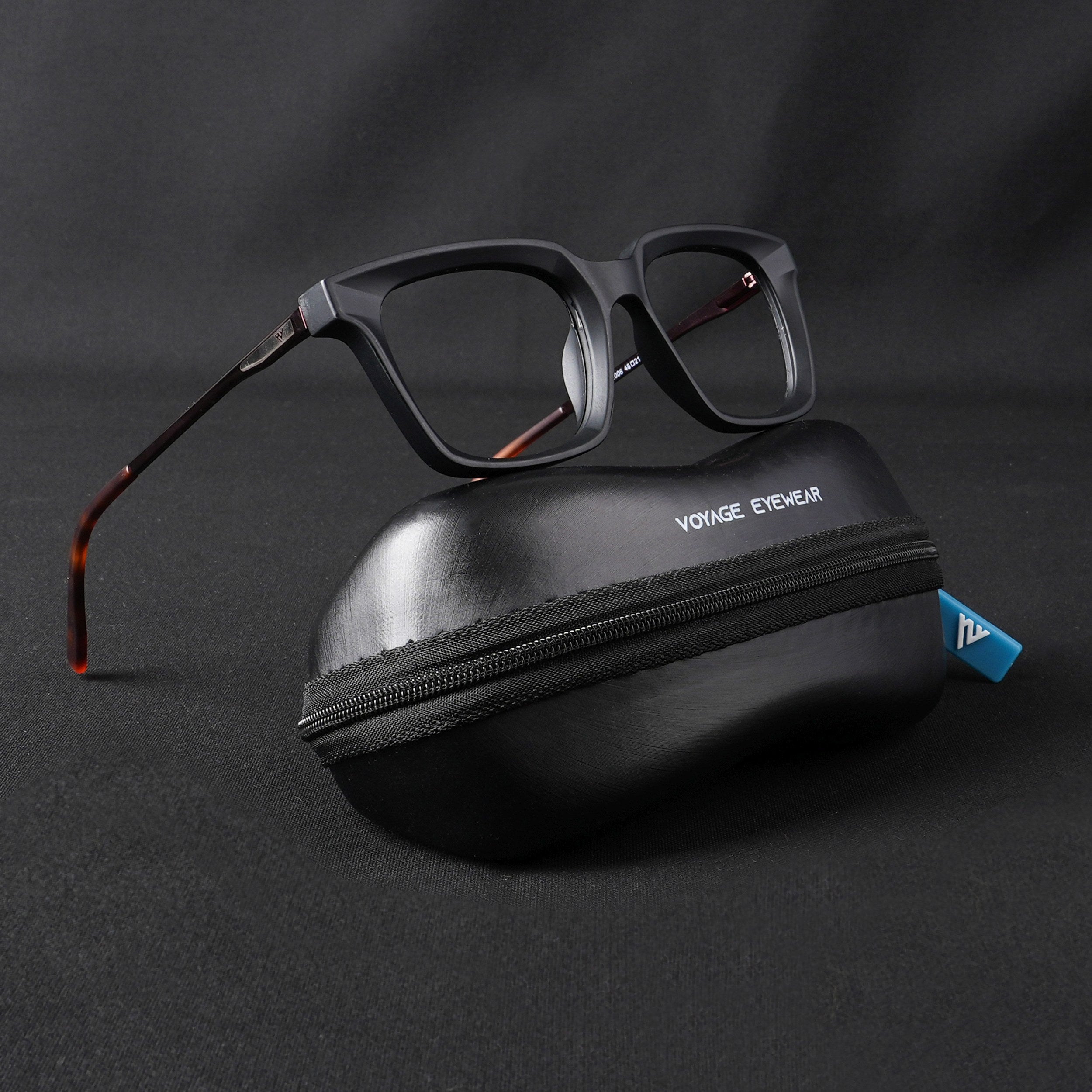 Voyage Apex Matt Black Square Eyeglasses for Women (V62006MG5373-C2)