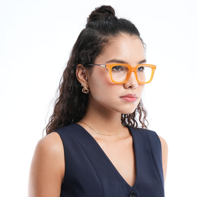 Voyage Apex Orange Square Eyeglasses for Women (V62006MG5376-C5)