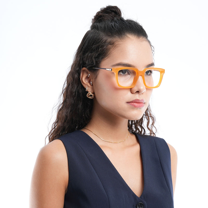 Voyage Apex Orange Square Eyeglasses for Women (V62006MG5376-C5)