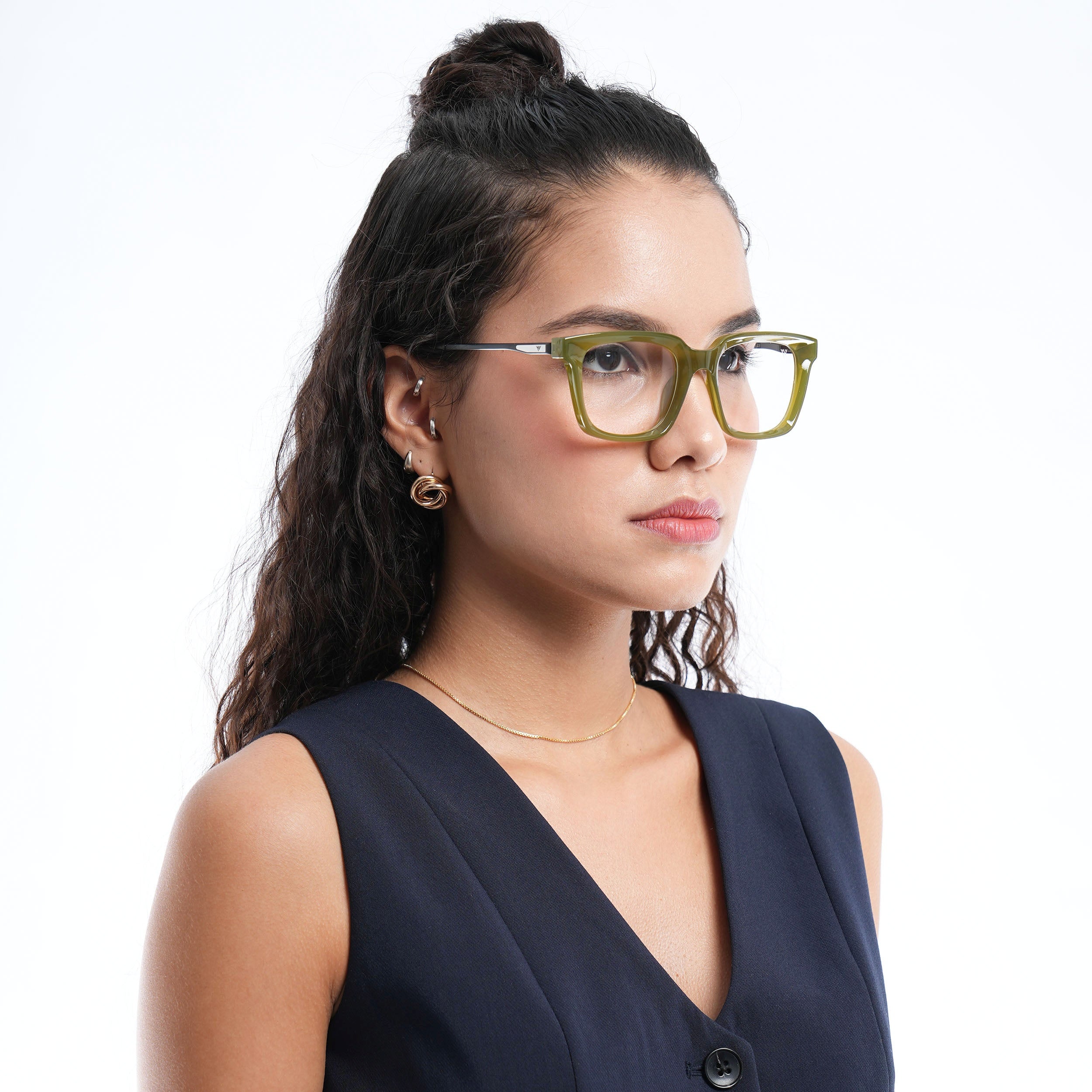 Voyage Apex Green Square Eyeglasses for Women (V62006MG5377-C6)