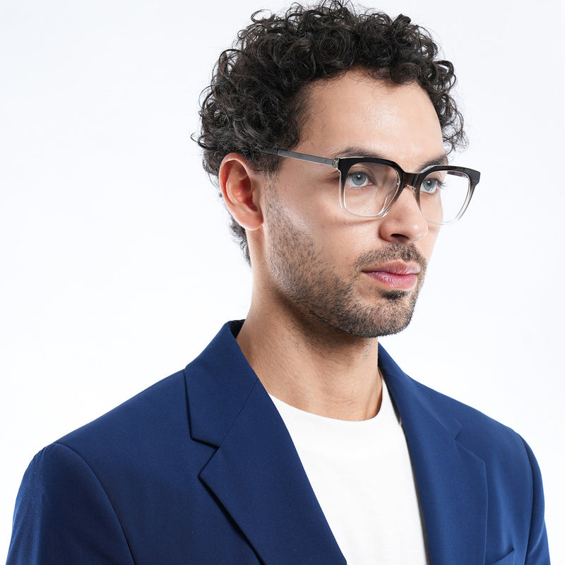 Voyage Apex Black & Transparent Square Eyeglasses for Men & Women (V62007MG5380-C3)