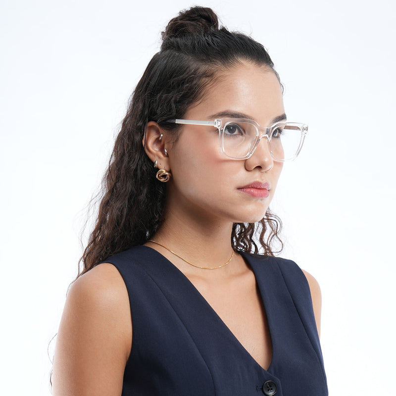 Voyage Apex Transparent Square Eyeglasses for Men & Women (V62007MG5381-C4)