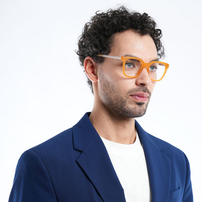 Voyage Apex Orange Square Eyeglasses for Men & Women (V62007MG5382-C5)