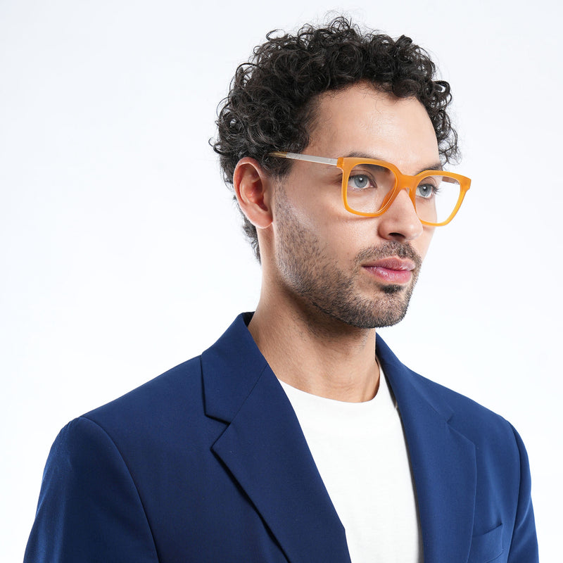 Voyage Apex Orange Square Eyeglasses for Men & Women (V62007MG5382-C5)