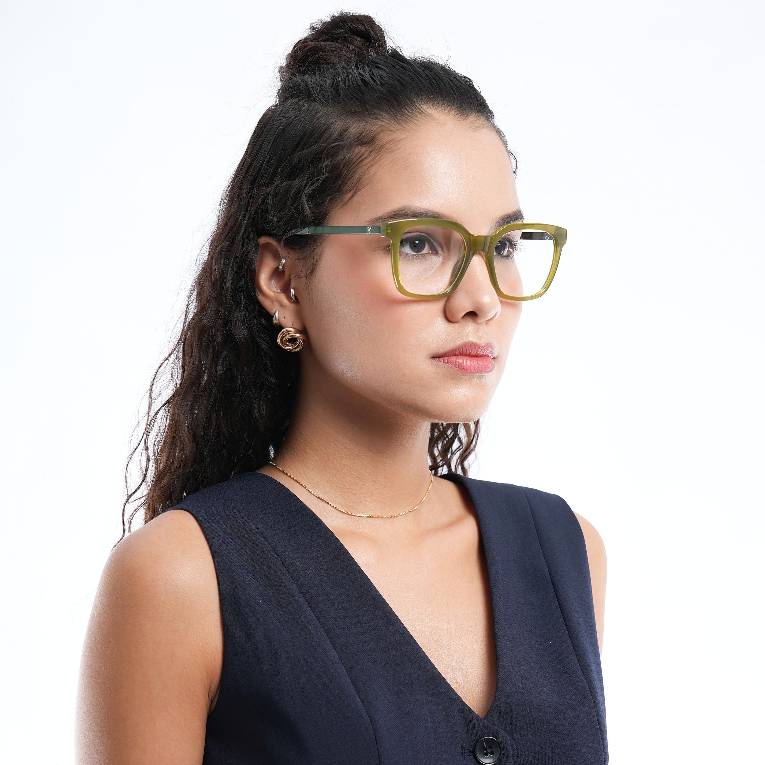 Voyage Apex Green Square Eyeglasses for Men & Women (V62007MG5383-C6)