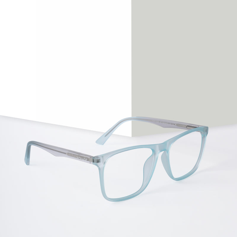 Voyage Light Blue Square Eyeglasses for Men & Women (V98002MG5488-C2)