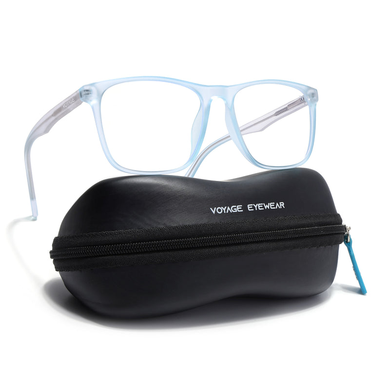 Voyage Light Blue Square Eyeglasses for Men & Women (V98002MG5488-C2)