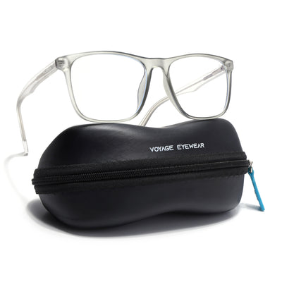 Voyage Light Grey Square Eyeglasses for Men & Women (V98002MG5490-C4)