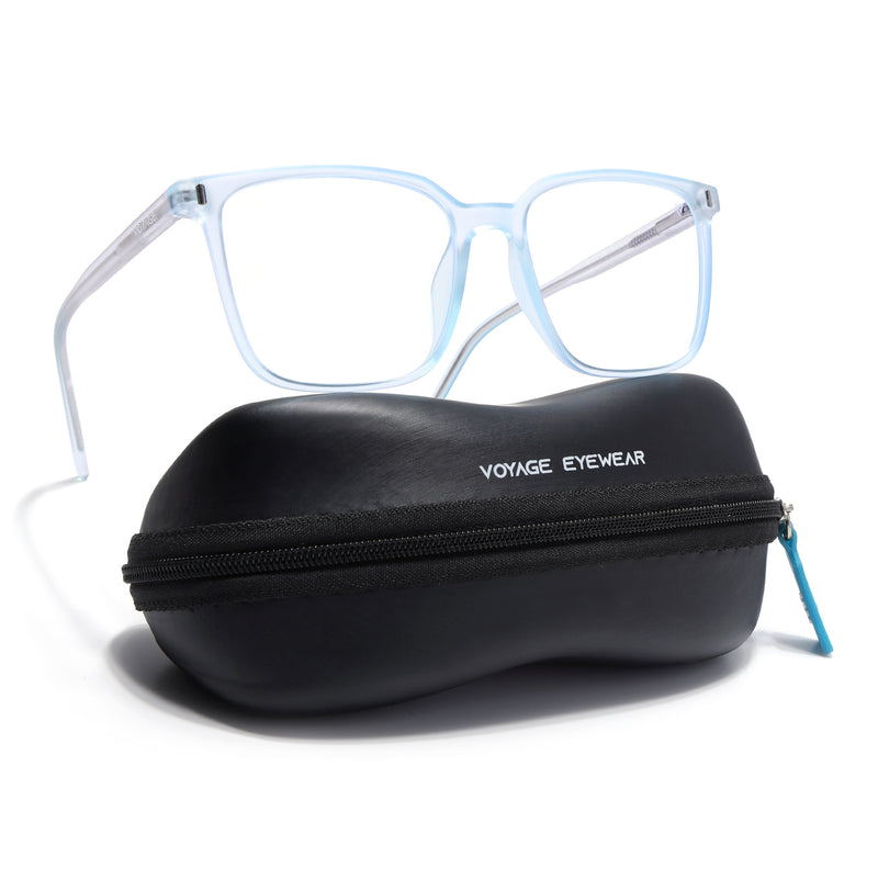 Voyage Light Blue Square Eyeglasses for Men & Women (V98003MG5493-C2)