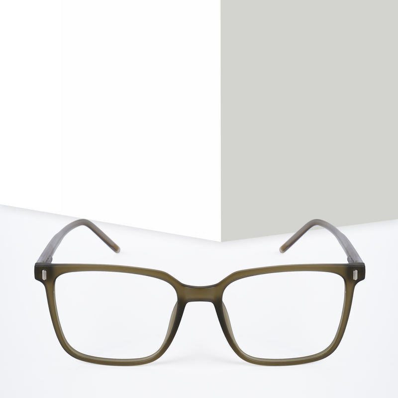 Voyage Olive Green Square Eyeglasses for Men & Women (V98003MG5494-C3)