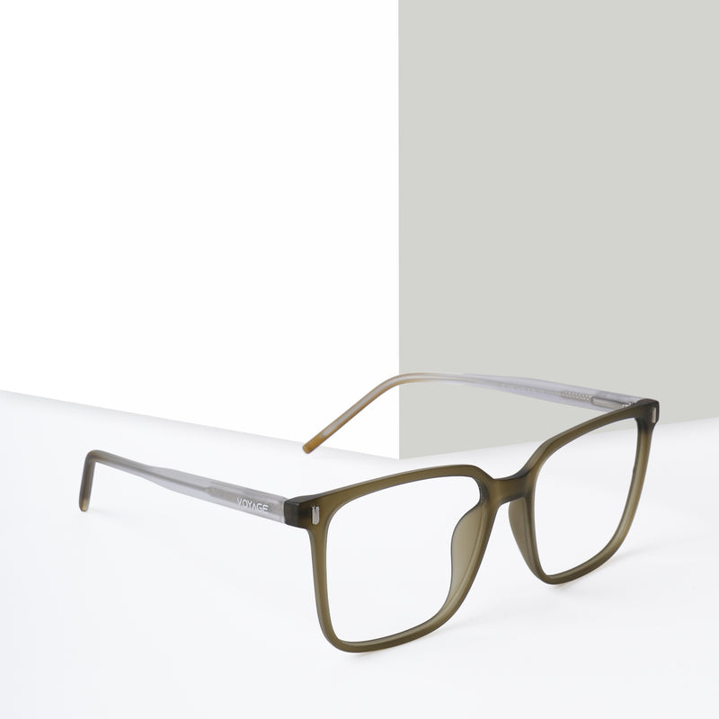 Voyage Olive Green Square Eyeglasses for Men & Women (V98003MG5494-C3)